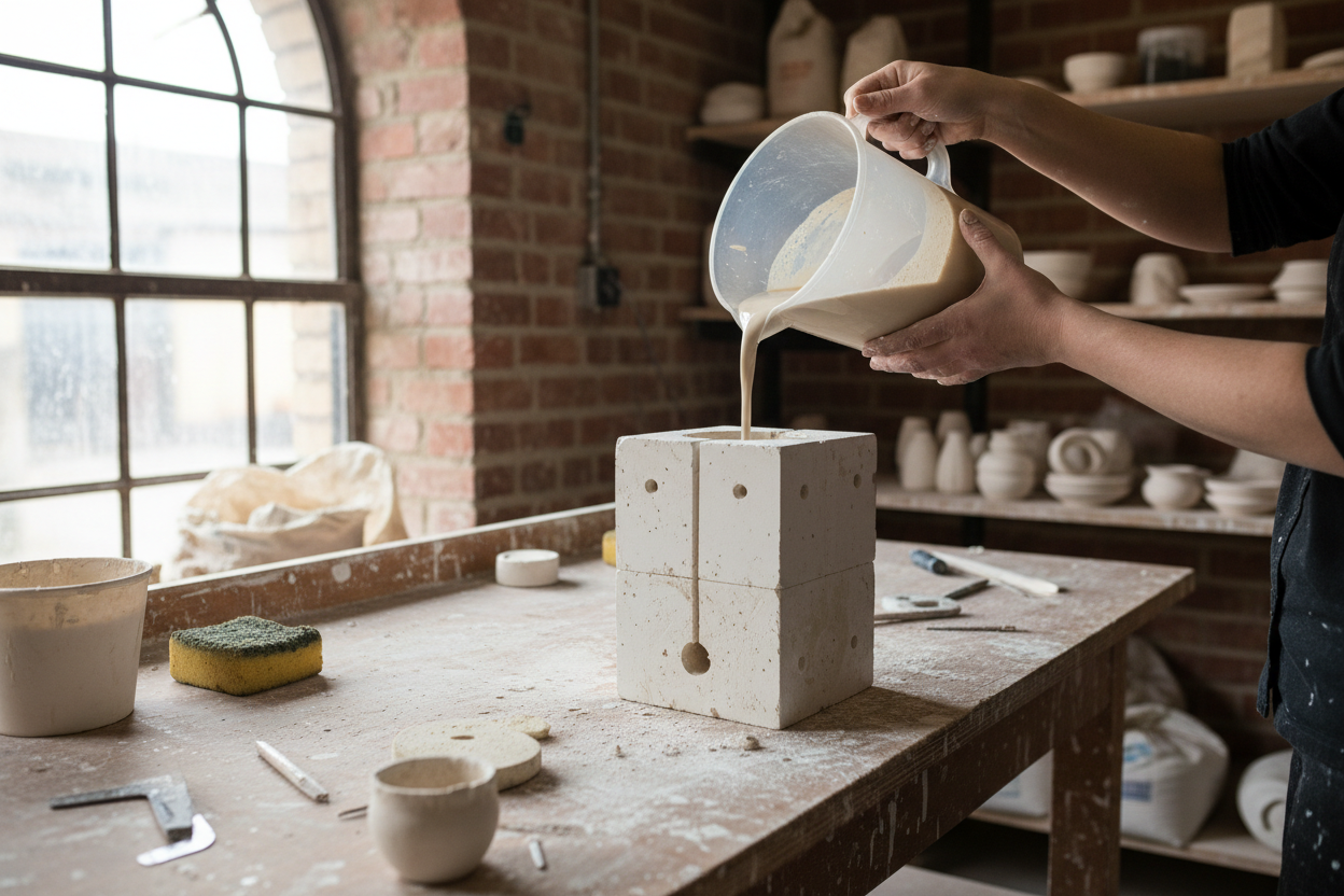Pouring slip into mold